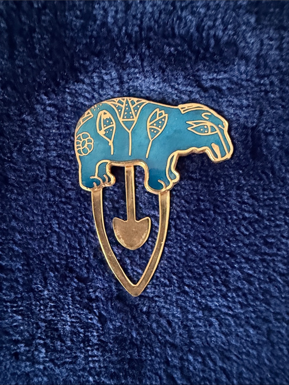 Metropolitan Museum of Art MMA 1985 William the Hippo Bookmark Teal & Gold Tone